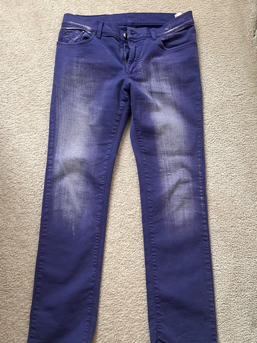 Versace Men's Slim Indigo Purple Jeans with Faded Accents